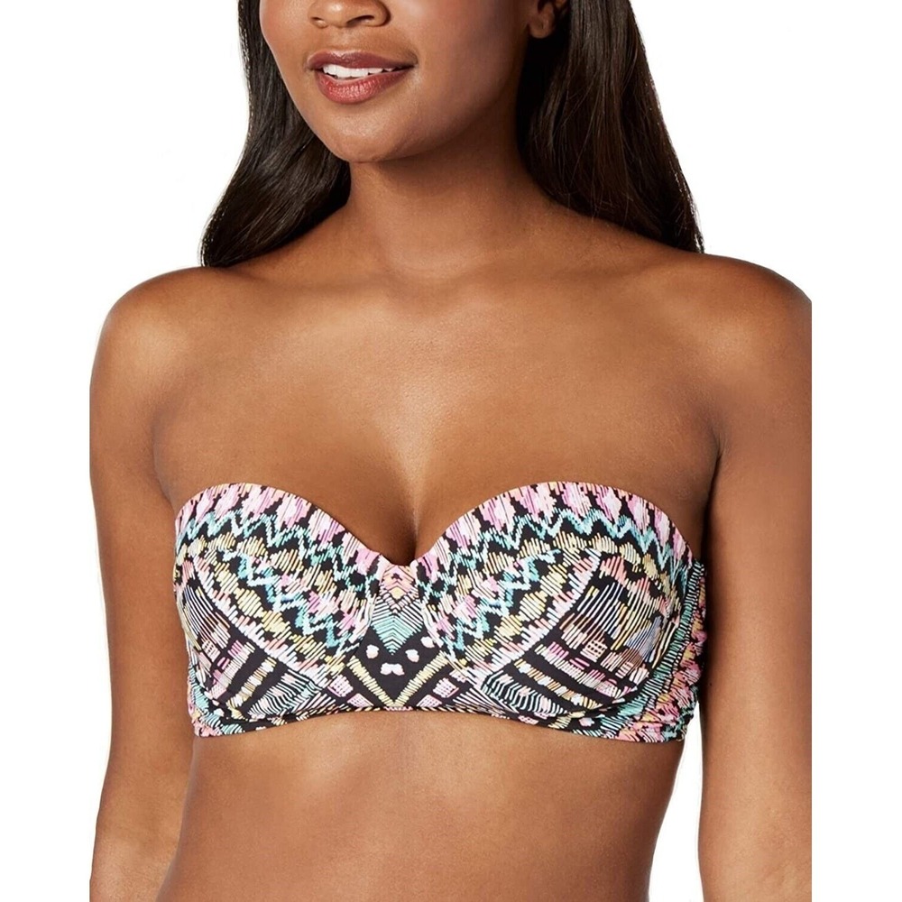 Bar III Women's Printed Underwire Midkini Top‎ Swimwear Bikini XL $48 NWT